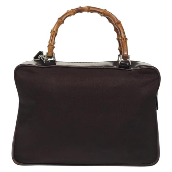 GUCCI Bamboo Hand Bag Nylon Black Silver 000 000 - Picture 3 of 13